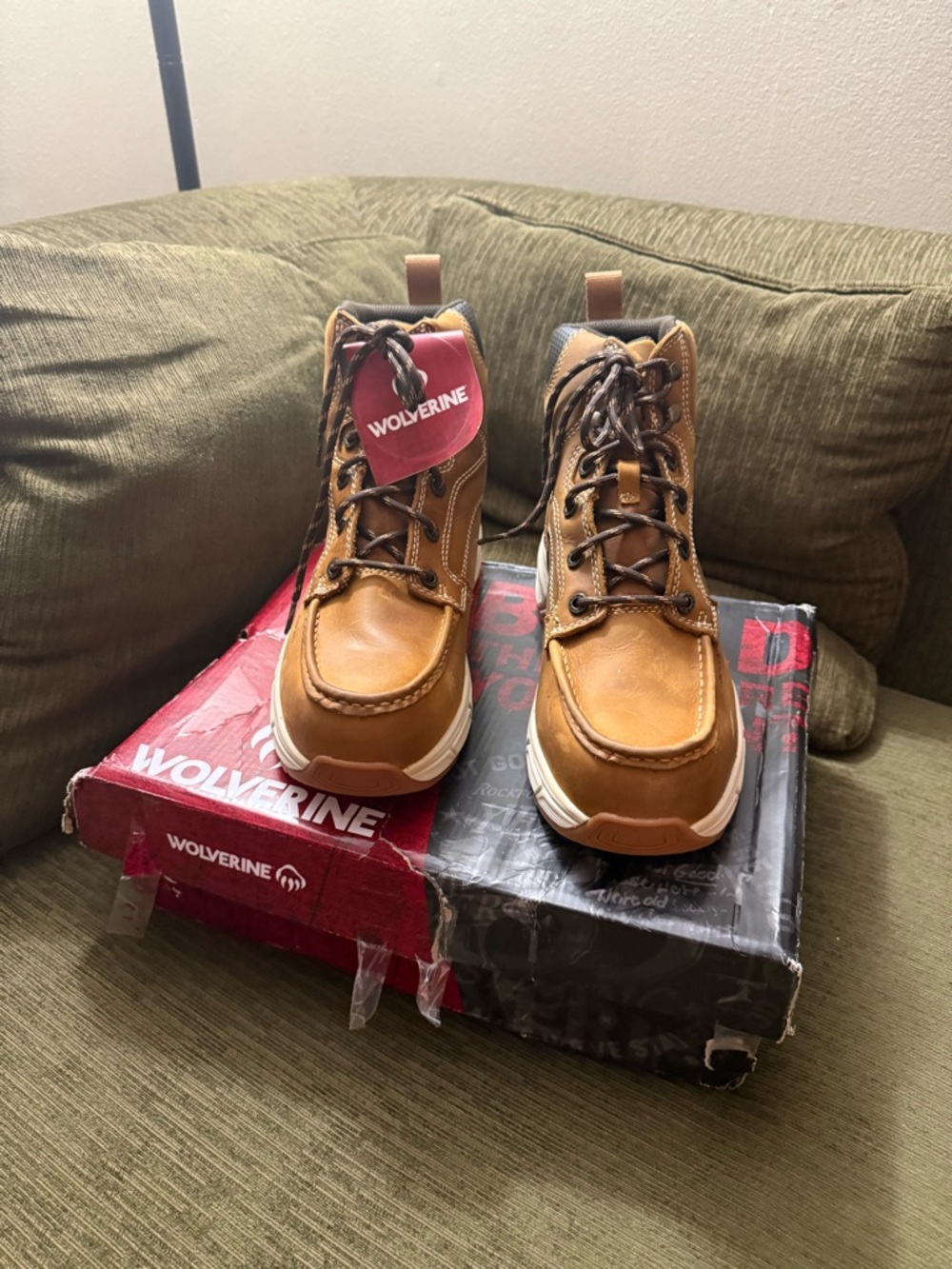 Wolverine Brown Leather Moc Toe Work Boots